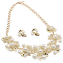 Womens Jewelry Set Bridal Wedding Crystal Rhinestone Pearl Necklace Earrings