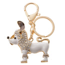 Purse Handbag Car Chain Gift Poodle Dog Keychain Keyring Charm Crystal Pendant White