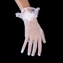 Women's Tulle Bridal Gloves Lace Flowers Wedding Party Prom White
