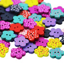 100 Pieces Lovely Mixed Wooden Buttons for DIY Sewing Scrapbooking Flower Dot