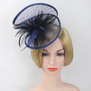 Lady Bridal Wedding Dance Prom Party Fashionable Fascinator Hairclip Wedding Headpiece Feather Hairpin Navy Blue