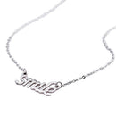 Silver Tone Stainless Steel 'Smile' Pendant Couple BBF Friend Necklace Birthday Gift Jewelry