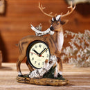 American Retro Alarm Clock Resin Deer Decor Ornament Shelf Display Time Figurines Model Handcraft Decorations Craft