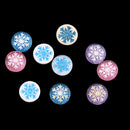 10 Pieces Resin Round Snowflake Flatback Scrapbook for Phone Case Decor Hair Bow
