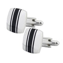 1 Pair Black Enamel Striped Square Cufflinks Wedding Groom Husbans Gifts