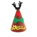 Merry Christmas DIY Felt Fabric Cone Hat Reindeer Horn Star Bow Cap Kids Birthday Fancy Dress Costume Prop