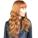 22Â’Â’ Fashion Women Girls Long Curly Wavy Real Human Hair Wig with Flat Bangs Wig Cap ,Hair Clip ,Steel Comb Included
