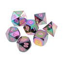 7 Pieces Zinc Alloy D20 D12 D10 D8 D6 D4 Dice with Pink Number for Dungeons and Dragons MTG RPG 0.62inch