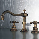Bronze Two Handles Three Holes Bathroom Sink Faucet Cold & Hot Mixed Rotate Water Faucet
