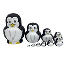 10PCS Hand Painted Cute Penguin Wooden Russian Nesting Dolls Matryoshka Toys