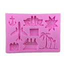 3D Silicone Airplane Tree Boat Sun Camera Fondant Cake Mold DIY Baking Tool