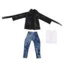 Fashion White Vest Ripped Jeans Jacket Suit Tops Pants Clothes for 12inch Blythe Takara Azone Dolls Accessories