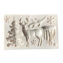 Christmas Tree Elk Deer Silicone Mould Fondant Cake Mold for Sugar Craft Cake Decoration