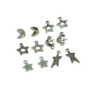 36pcs Tibetan Silver Pendants Star And Moon Charms Jewellery Finding Making