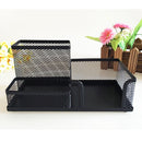 Office Mesh Desk Accessories Organizer Caddy Supplies Storage, 3-compartment, Sturdy metal with no pollution