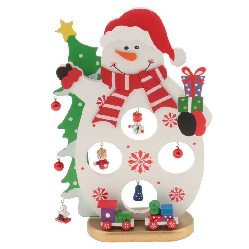 1 Set Wooden Christmas Snowman with Bells Table Ornaments Living Room Home Party Decoration Children Kids Xmas Gifts
