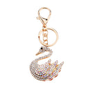 Swan Rhinestone Crystal Handbag Purse Charm Pendant Key Chain Ring Multi-color