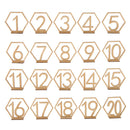 20 Sets Wooden Hexagon 1-20 Table Numbers for Wedding Party Table Decor