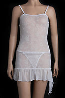 Women Girls Ladies Fashionable Mini Lingerie Dress With Underwear Dancer Costume White S/M