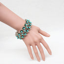 Retro Tibetan Silver Turquoise Bead Stretch Bracelet Bangle Ethnic Jewelry