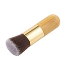 Natural Bamboo Wooden Handle Flat Top Buffer Face Foundation Loose Powder Contour Bronzer Makeup Brush Tool Dense Hair
