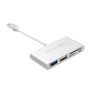 USB Type C Hub 2 USB Ports + SD/TF Card Reader for Laptop Notebook PC Silver