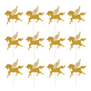 12pcs Glitter Gold Wing Unicorn Cupcake Toppers Cake Picks Christmas Kids Birthday Party Favors