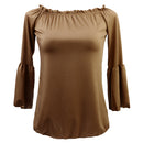 Women Girls Ladies Long Sleeves Fitted Top Clothing Accessory S Brown
