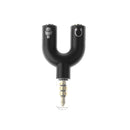 3.5mm Stereo Splitter Audio to Mic Headset Jack Plug Adapter for Smartphone Black