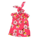 Trendy Summer Flower Lotus Leaf Collar Dress & Hair Band Outfit for 18inch American Girl My Life Dolls Clothing Accessory Red