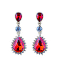 Fashionable Women Girls Ladies Crystal Teardrop Earrings Wedding Party Jewelry Red