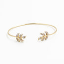 Rhinestone Charms Leaf Design Adjustable Bracelet For Women Girls Party Fashion Hand Jewelry Gift Golden
