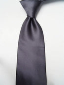Men's Tie Classic Jacquard Woven Fine Grids Necktie Dark Grey 10cm