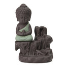Ceramic Little Monk Smoke Backflow Cone Censer Holder Incense Burner for Bedroom Study Room Yoga Studio Decor Supplies Light Green
