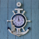 Sea Theme Nautical Anchor Ship Steering Wheel Fishing Net Hanging Wall Clock