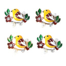 4 Piece Bird Alloy Enamel Pearl Crystal Flat Back Craft Buttons Scrapbooking Embellishment for Wedding Jewelry Making Clothing Bag Decoration