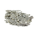 36pcs/bag Silver Alloy 6Styles Mixed Eyes Star Heart Sector Hexagonal Palm Shaped Charms Pendants Jewelry DIY Finding Making