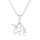 Unisex Jewelry Silver Stainless Steel Unicorn Charm Pendant Necklace Chain