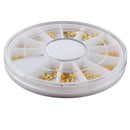 3D Golden Hollow Frame Design Nail Art Tips Decorations Metallic Studs Stickers Decor Wheel DIY Kits