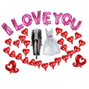 Pink I LOVE YOU Red Hearts Foil Balloons Set for Wedding Wall Decoration