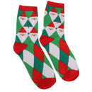 1 Pair 80% Cotton Unisex Soft Winter Warm Christmas Style Santa Claus Grid Pattern Crew Socks