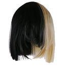 Straight Half Black Blonde Wig 2 Tone Shoulder Length Comic Cosplay Costume