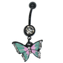 Black Stainless Steel Belly Ring Button Bar Jewelry 1.6mm(14g) Ball Closure