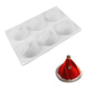 6 Holes Silicone Christmas Hat Cake Mold for mousse, jelly, prepared food, chocolate