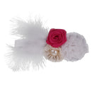 Girls' White & Red Flowers Feather Headband Newborn Baby's Baptism Headband