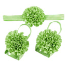 1 Set of 3PCS Baby Infant Headband Foot Flower Elastic Hair Band Accessories Photography Props Head Decor Accessory Green