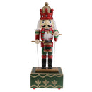 32CM Xmas Wooden Drummer Nutcracker Beat Drum with Music Wind Up Music Box Toy Christmas Party Ornament