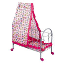 Simulation Baby Toddler Crib Bed with Tents Wheels ABS Plastic Furniture for 9-20inch Reborn Doll Supplies