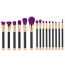 15pcs Pro Makeup Brushes Set Blending Contour Foundation crease Brush Purple