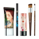 Lot 5 Pcs Cosmetic Set Liquid Foundation Double Head Eyeliner Eyebrow Pen Shimmer Lipstick Makeup Brushes Kit